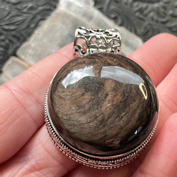 Copper Sheen Obsidian Crystal Stone Jewelry Pendant - Picture 1 of 12